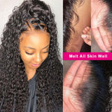 Klaiyi 13x4 HD Transparent Lace Front Wigs Jerry Curly Glueless Lace Wigs 180% Density