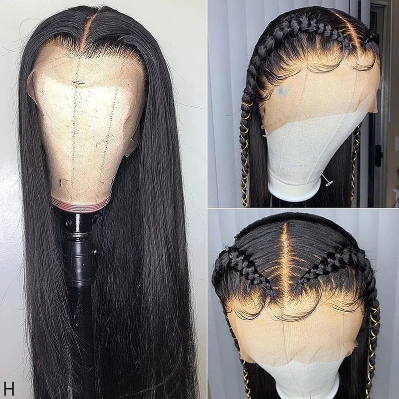 Klaiyi 13x6 HD Lace Front Human Hair Wigs 180% Density Straight Glueless Wigs Pre Plucked Natural Hairline