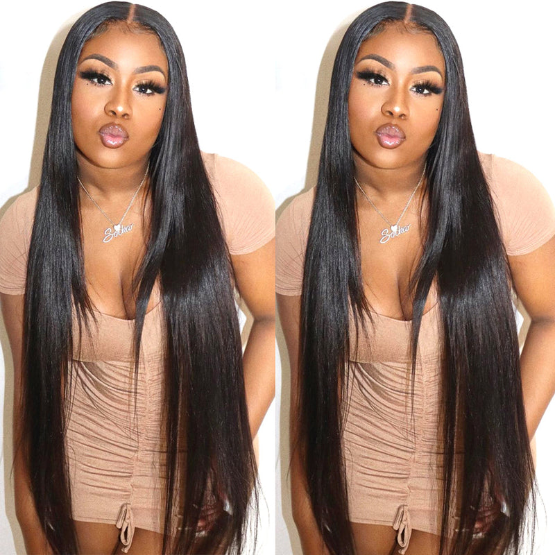 Klaiyi Bone Straight 5x5 HD Lace Closure Wig Glueless Virgin Human Hair