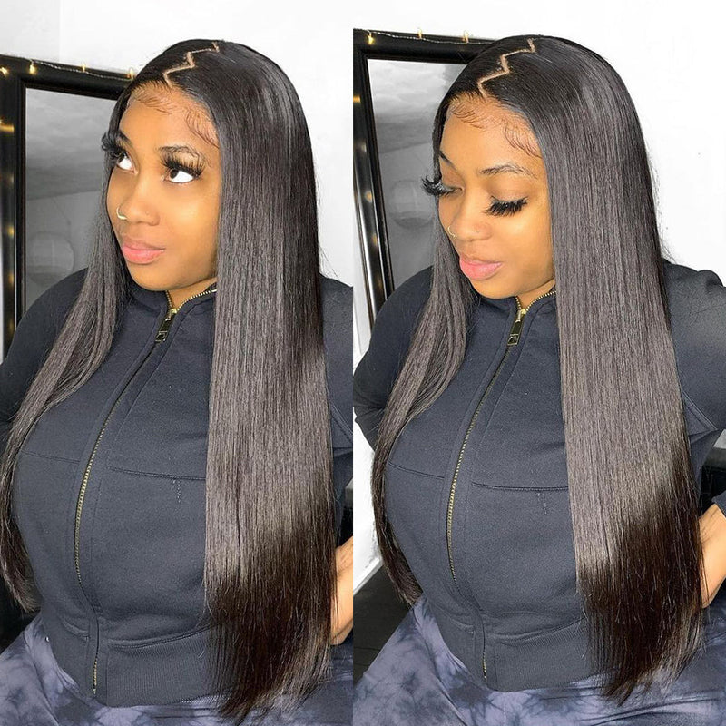 Klaiyi Bone Straight 5x5 HD Lace Closure Wig Glueless Virgin Human Hair