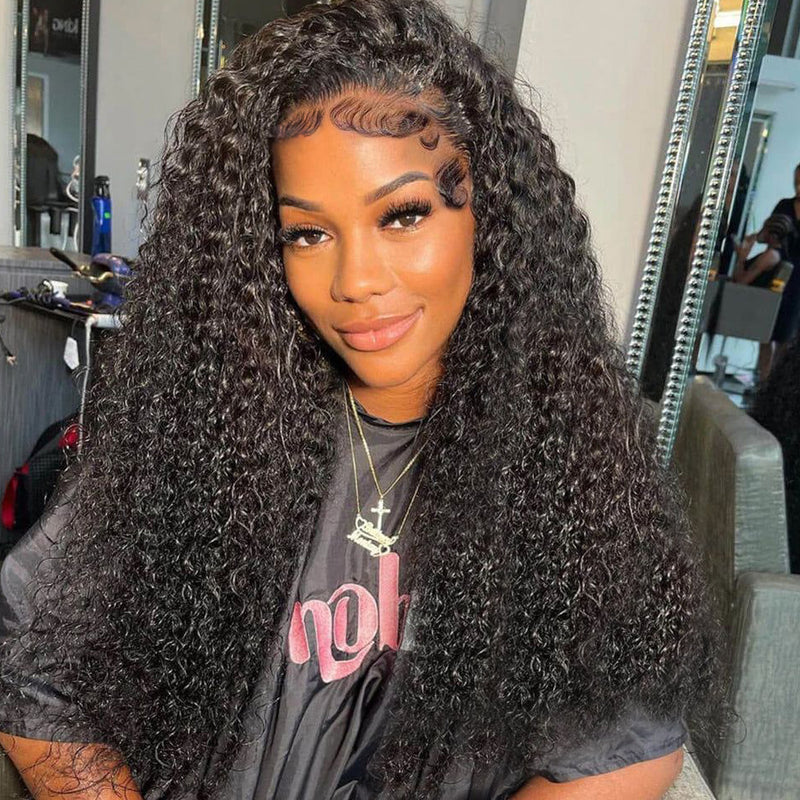 Klaiyi 200% Density Jerry Curl 5x5 HD Lace Closure Glueless Wigs for Women Flash Sale