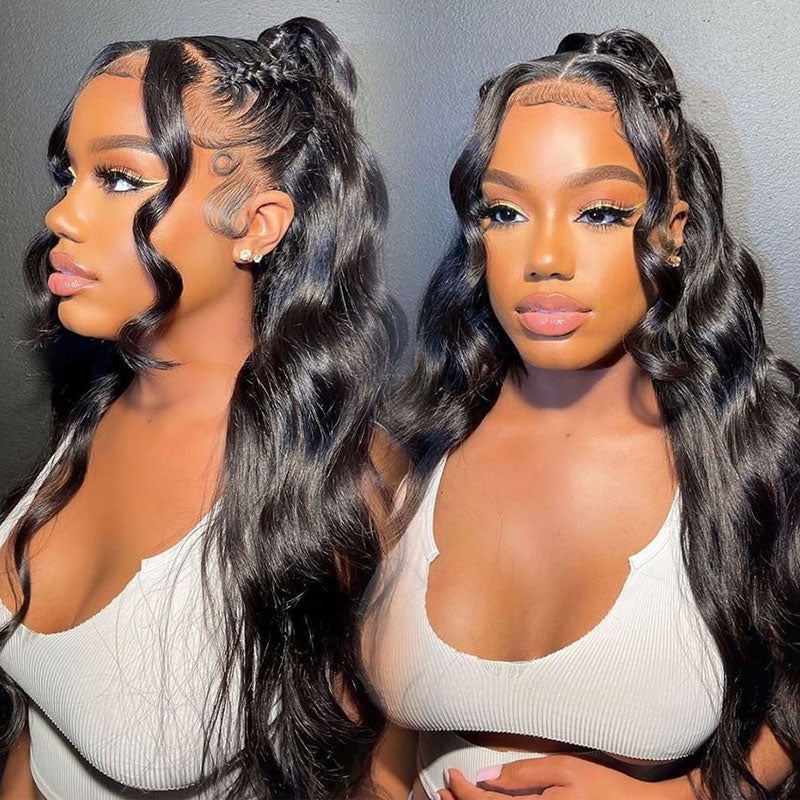 Klaiyi 250% Density 5x5 HD Lace Closure Glueless Wig Body Wave Virgin Human Hair