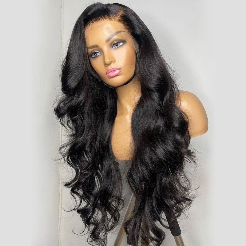 Klaiyi 250% Density 5x5 HD Lace Closure Glueless Wig Body Wave Virgin Human Hair