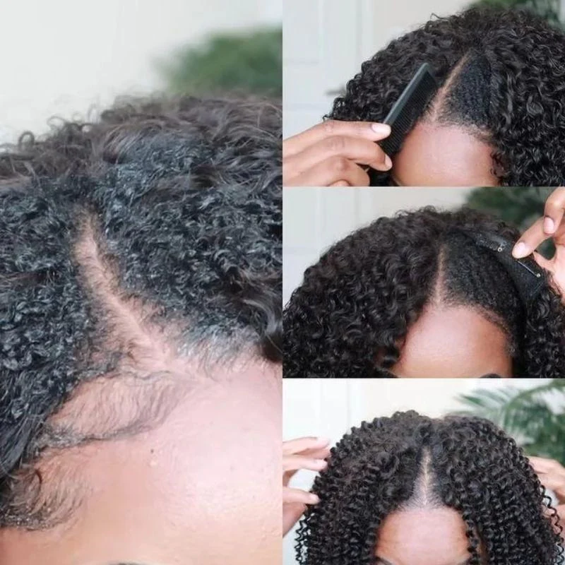 Products Klaiyi 250% Density Deep Wave V Part Wigs No Leave Out Upart Wigs Meet Real Scalp Klaiyi Human Hair Flash Sale
