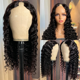 Products Klaiyi 250% Density Deep Wave V Part Wigs No Leave Out Upart Wigs Meet Real Scalp Klaiyi Human Hair Flash Sale
