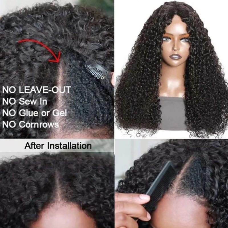 Klaiyi 250% Density Jerry Curly V Part Wigs No Leave Out Upart Wigs Meet Real Scalp Klaiyi Human Hair Flash Sale