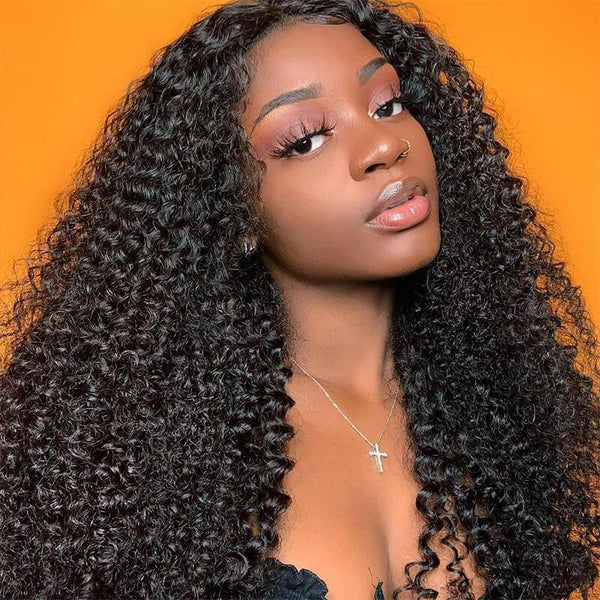 Klaiyi Hair Brazilian Kinky Curly Hair 3 Bundles with 4*4 Lace Closure 100% Virgin Human Hair Weave