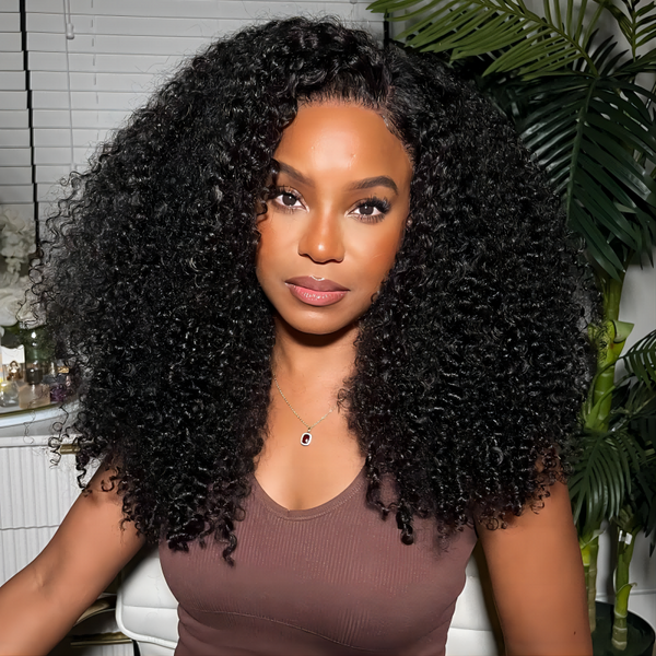 Klaiyi 4c Kinky Edge Kinky Curly Skin Melt 13x4 Lace Front Wig Virgin Human Hair Natural Hairline