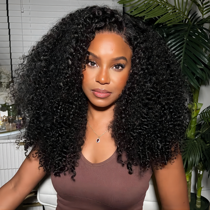 Klaiyi Hair 4c Kinky Edge Kinky Curly Skin Melt 13x4 Lace Front Wig 44 Lace Closure Wigs Virgin Human Hair Natural Hairline 160$