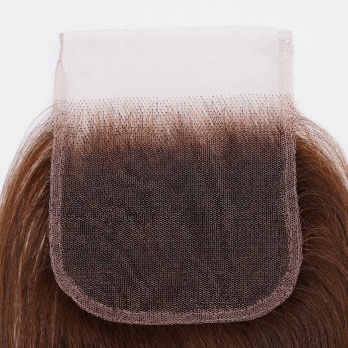 Klaiyi 4x4 Transparent Lace Closure Pre Plucked Ombre Highlight Human Hair