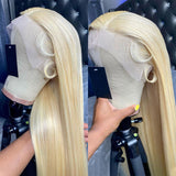 Klaiyi 5x5 HD Lace Wigs 180 Density Honey Blond Color 613 Straight 13x4 HD Lace Front Wig Match All Skin