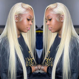 Klaiyi 5x5 HD Lace Wigs 180 Density Honey Blond Color 613 Straight 13x4 HD Lace Front Wig Match All Skin