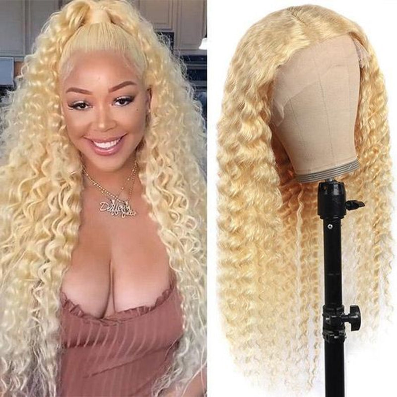 Klaiyi Deep Wave #613 Blonde 13x4 Lace Front Wig 180% Density Flash Sale