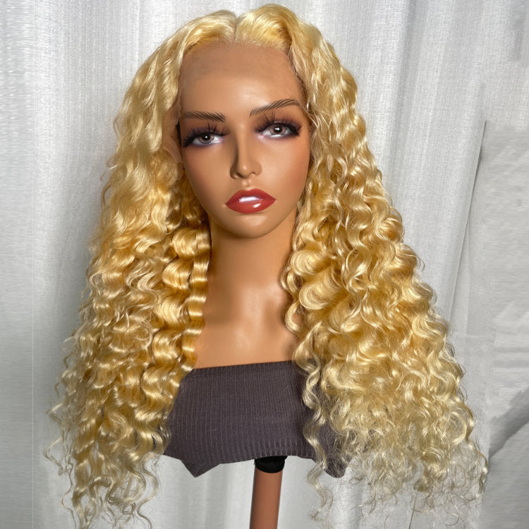 Klaiyi 613 Honey Blonde Lace Frontal Wig Loose Deep Wave Human Hair