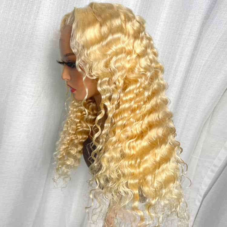 Klaiyi 613 Honey Blonde Lace Frontal Wig Loose Deep Wave Human Hair