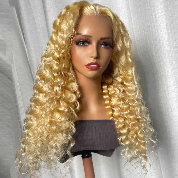 Klaiyi 613 Honey Blonde Lace Frontal Wig Loose Deep Wave Human Hair