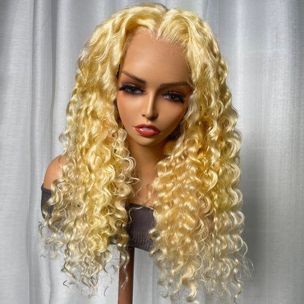 Klaiyi 613 Honey Blonde Lace Frontal Wig Loose Deep Wave Human Hair