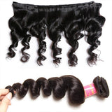 Klaiyi Hair 4Pcs/Pack Peruvian Loose Wave Virgin Human Hair Weave Bundles