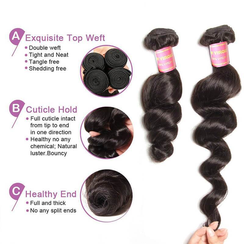 Klaiyi 8A Loose Wave Virgin Hair Weave Bundles 1Piece/pack Unprocessed Human Hair Extension