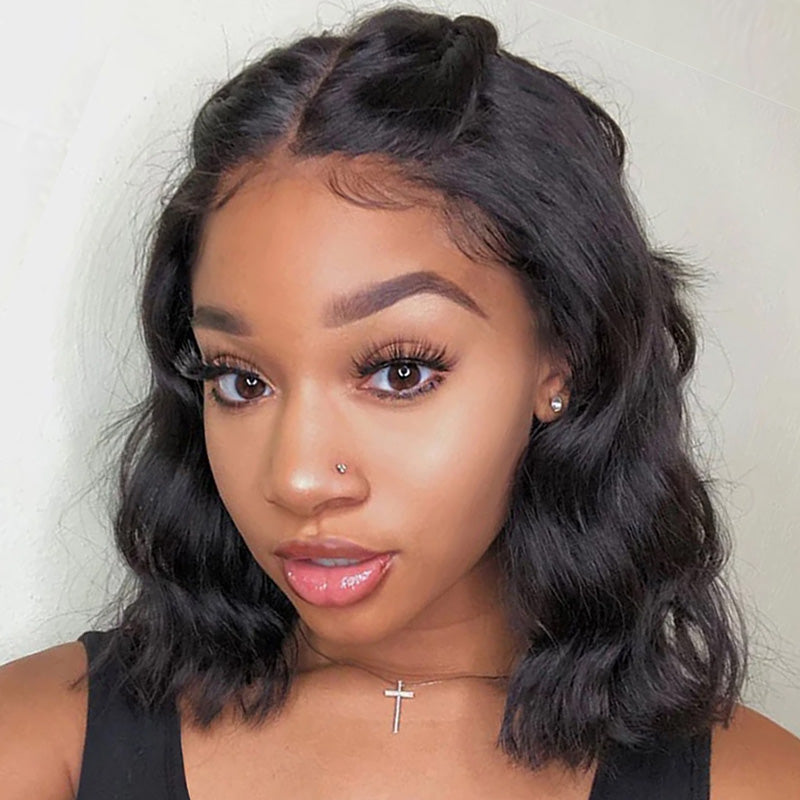 Klaiyi Bob Lace Front Wig Human Hair For Women Short Bob Wig Big Deep Wave