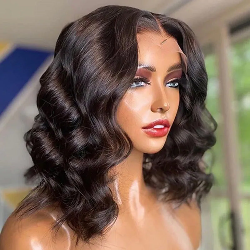 Klaiyi Bob Lace Front Wig Human Hair For Women Short Bob Wig Big Deep Wave