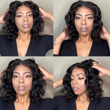 Klaiyi Bob Lace Front Wig Human Hair For Women Short Bob Wig Big Deep Wave