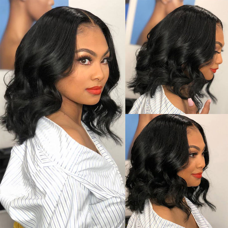 Klaiyi Bob Lace Front Wig Human Hair For Women Short Bob Wig Big Deep Wave