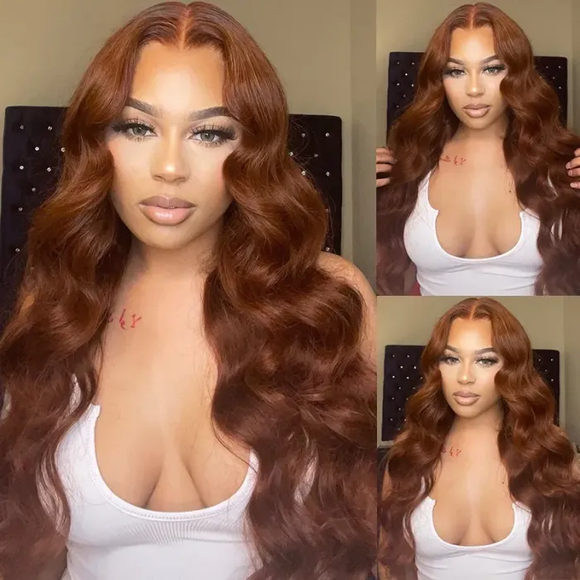 Klaiyi Brown Trendy Color 4x4 Lace Closure Free Part Body Wave Human Hair