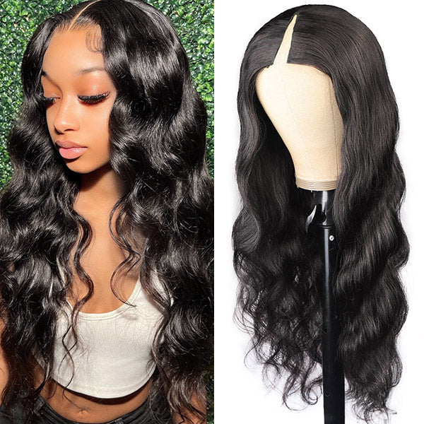 Klaiyi Body Wave Glueless U Part Wig Human Hair Natural Density V Part Wigs Meets Real Scalp Beginner Friendly