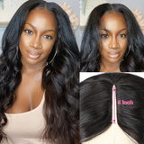 Klaiyi Body Wave Glueless U Part Wig Human Hair Natural Density V Part Wigs Meets Real Scalp Beginner Friendly