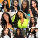 Klaiyi Body Wave Lace Closure Wig Virgin Human Hair Natural Density 13x4 Lace Front Wigs