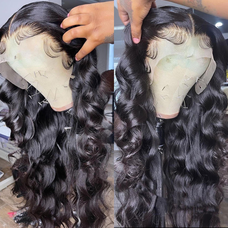 Klaiyi Body Wave Lace Closure Wig Virgin Human Hair Natural Density 13x4 Lace Front Wigs