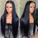 Klaiyi Bone Straight 4x4 Lace Closure Wigs Human Hair 13*4 Lace Front Wig with Pre Plucked Hairline