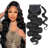 Klaiyi Afro Kinky Curl High Ponytail with Weave Wrap Around Clip in Hair Extensions Short Curly Ponytail