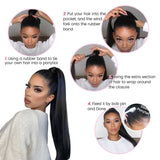 Klaiyi Afro Kinky Curl High Ponytail with Weave Wrap Around Clip in Hair Extensions Short Curly Ponytail