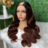 Klaiyi Dark Root Reddish Brown Color Glueless U Part Wig Human Hair Beginner Friendly