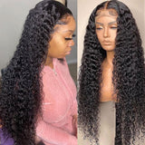 Klaiyi Deep Curly Lace Frontal Wig Human Hair for Women Pre Plucked with Baby Hair