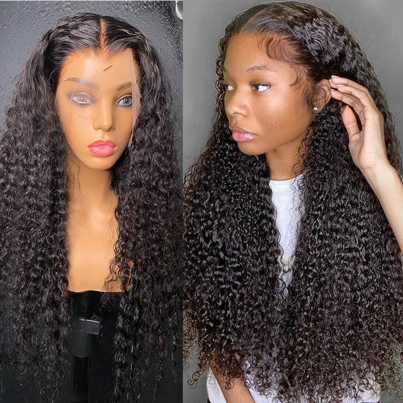 Klaiyi Deep Curly 180% Density 13X4 Lace Frontal Wig Human Hair for Women Pre Plucked with Baby Hair Flash Sale