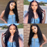 Klaiyi Deep Curly Lace Frontal Wig Human Hair for Women Pre Plucked with Baby Hair
