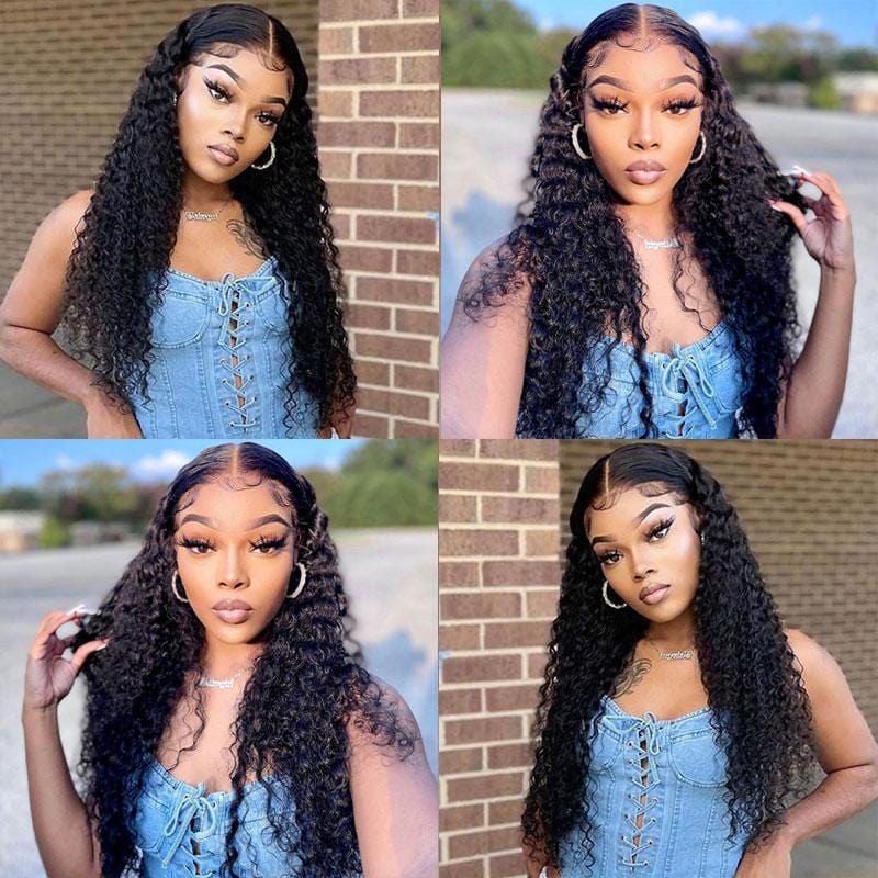 Klaiyi Deep Curly 180% Density 13X4 Lace Frontal Wig Human Hair for Women Pre Plucked with Baby Hair Flash Sale