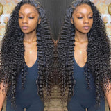 Klaiyi Deep Wave HD Transparent Lace Closure Wig Glueless Human Hair 180 Density Flash Sale