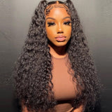 Klaiyi Deep Wave HD Transparent Lace Closure Wig Glueless Human Hair 180 Density Flash Sale