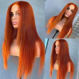 Buy 1 Get 1 Free,Code:BOGO | Klaiyi Layer Inner Buckle Burnt Orange Lace Front Wig 180% Density