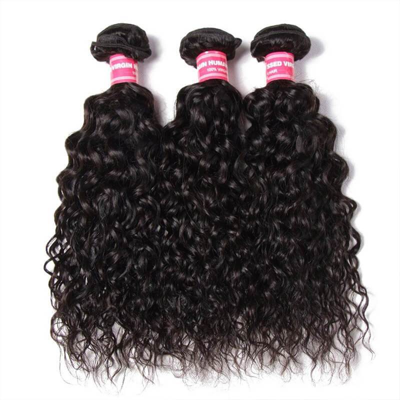 Malaysian Water Wave 3 Bundles with 4*4 Lace Closure, 100% Virgin Human Hair on Sale-Klaiyi Hair