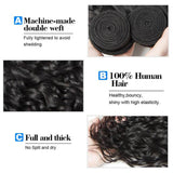 Klaiyi Hair-Virgin Peruvian Hair Water Wave 3 Bundles with 4*4 Lace Closure, No Shedding and Tangle Free