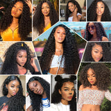 Klaiyi Hair Curly Transparent Lace Closure Wig Human Hair 13x4 Lace Frontal Wigs with Baby Hair