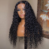 Klaiyi Hair Curly Transparent Lace Closure Wig Human Hair 13x4 Lace Frontal Wigs with Baby Hair