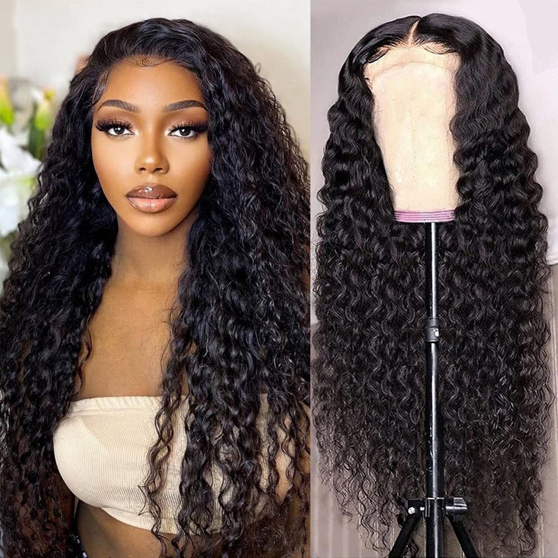 Klaiyi Hair Curly Transparent Lace Closure Wig Human Hair 13x4 Lace Frontal Wigs with Baby Hair