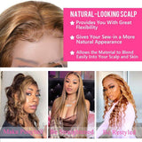 Klaiyi Honey Blonde Highlight Body Wave Human Hair Wigs 13x5 Middle Part Lace Front Wig T Part Lace Wig