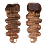 Klaiyi Honey Blonde Color 4x4 Lace Closure Free Part Ombre Highlihgt Human Hair